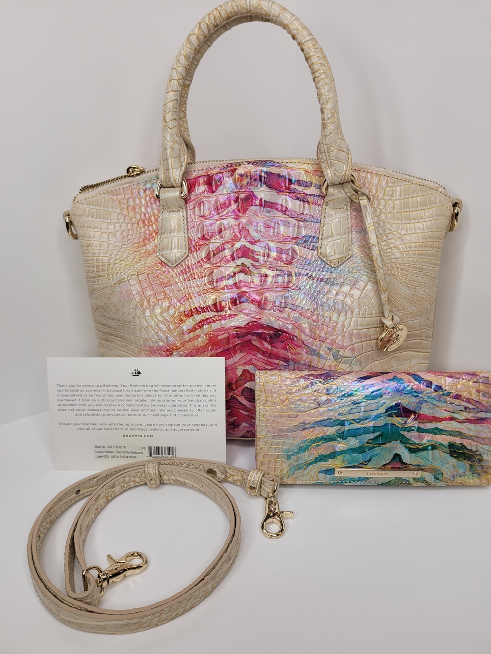 👉✨️ Brahmin Iridescent Entice Ombre Melbourne Duxbury Satchel Bag Wallet Set - Picture 2 of 15